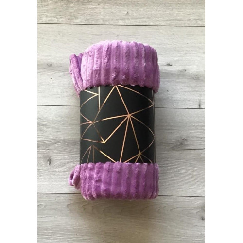 Koc Z Mikrofibry Tłoczony Pasy 160x200cm Jasny Fiolet