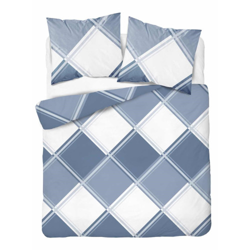 Pościel Flanela 220x200 100% Bawełna Detexpol 4955AB Niebieska Szachow...