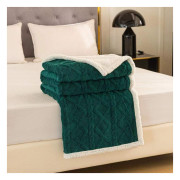 Koc Dwustronny Tłoczony/Baranek Mikrofibra 160x200 Ciemny Zielony