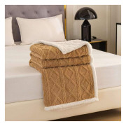 Koc Dwustronny Tłoczony/Baranek Mikrofibra 220x200 Ciepły Beż