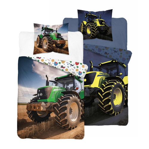 Pościel Fluorescencyjna 100% Bawełna 140x200cm 2cz Zielony Traktor