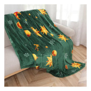 Koc Świąteczny Z Mikrofibry 220x200cm Zielony Złote Bombki/Gwiazdki