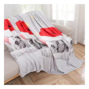 Koc Świąteczny Z Mikrofibry 220x200cm Koty W Czapce Mikołaja