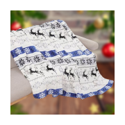 Koc Świąteczny Z Mikrofibry 220x200cm Biało Niebieski Renifery