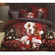 Pościel Świąteczna 3D Satyna Bawełniana 220/200 4cz Pies