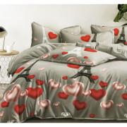 Pościel 3D Satyna Bawełniana 160/200 4cz Paris Serca