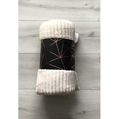 Koc Z Mikrofibry Tłoczony Pasy 220x200cm Kremowy