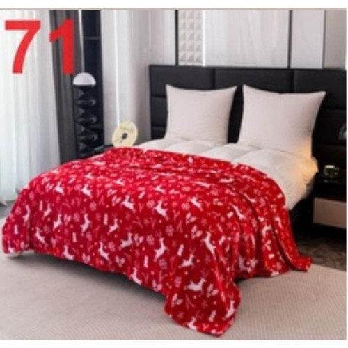 Koc Świąteczny Mikrofibra Cotton World 160x200cm Renifery Czerwony