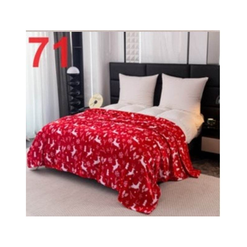 Koc Świąteczny Mikrofibra Cotton World 160x200cm Renifery Czerwony