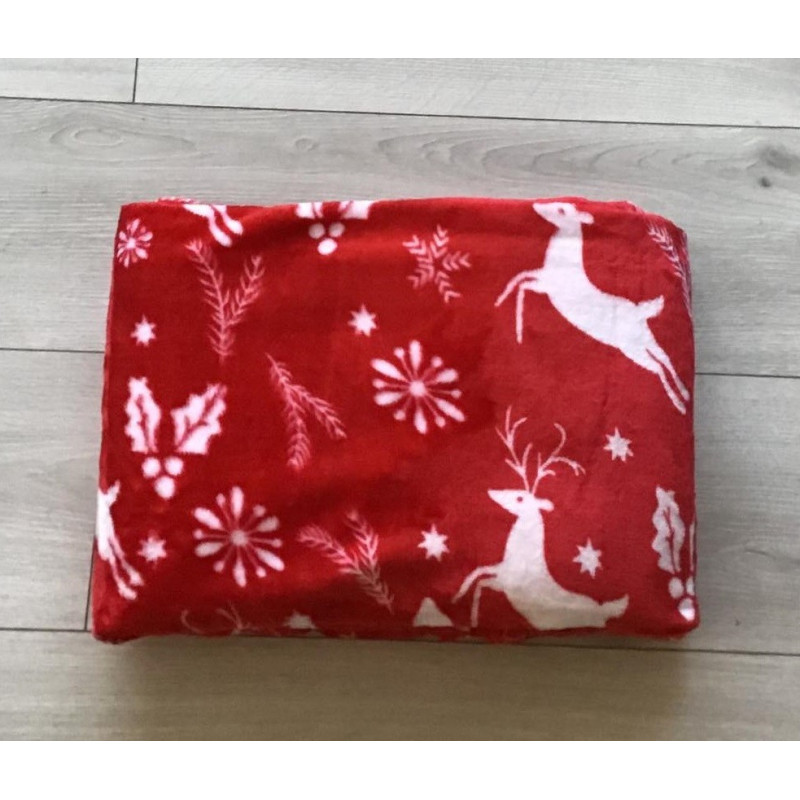 Koc Świąteczny Mikrofibra Cotton World 160x200cm Renifery Czerwony