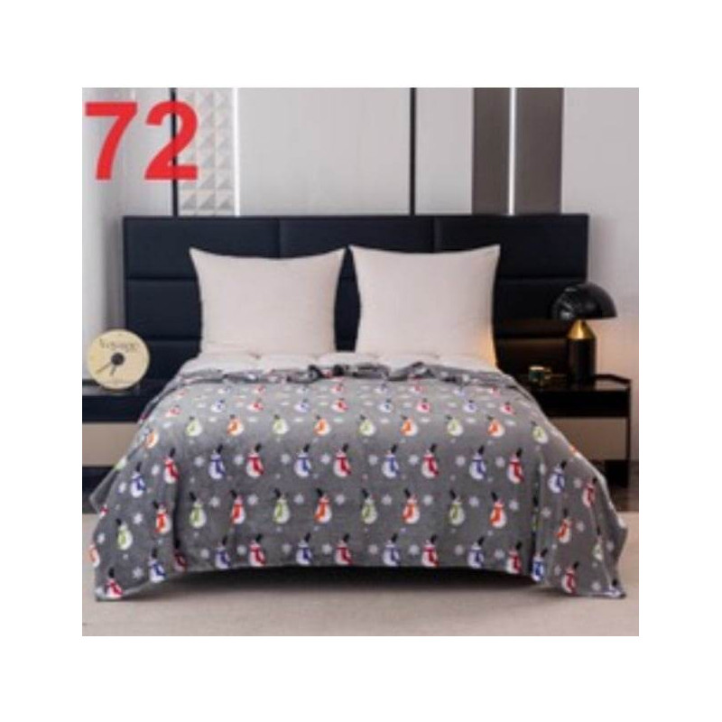 Koc Świąteczny Mikrofibra Cotton World 160x200cm Bałwanki Szary