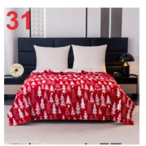 Koc Świąteczny Mikrofibra Cotton World 220x200 Choinki Czerwony