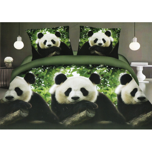 Pościel 3D Satyna Bawełniana 160/200 3cz Panda