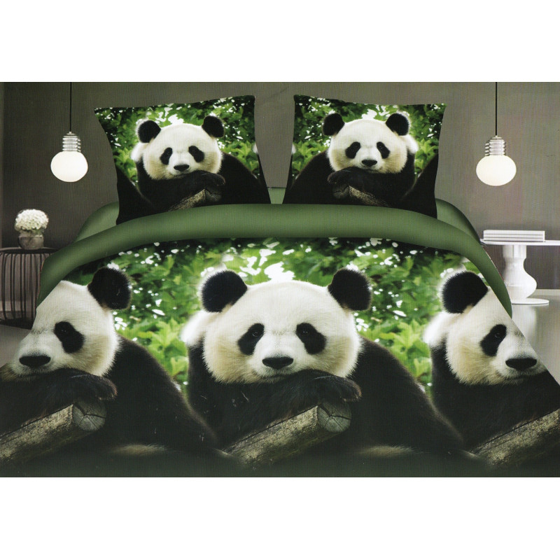 Pościel 3D Satyna Bawełniana 160/200 3cz Panda