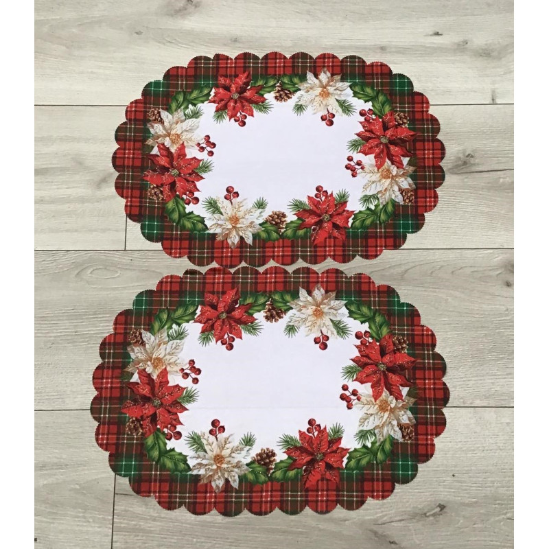 Serwetki Świąteczne Owalne 30x45cm Zestaw 4szt Bożenarodzenie