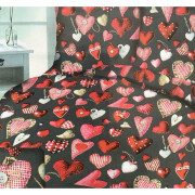 Komplet Pościeli Z Kory 100% Bawełna 160x200cm Serca