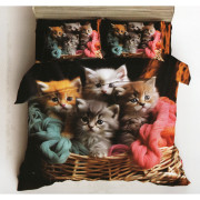 Pościel 3D Satyna Bawełniana 160/200 4cz Kotki