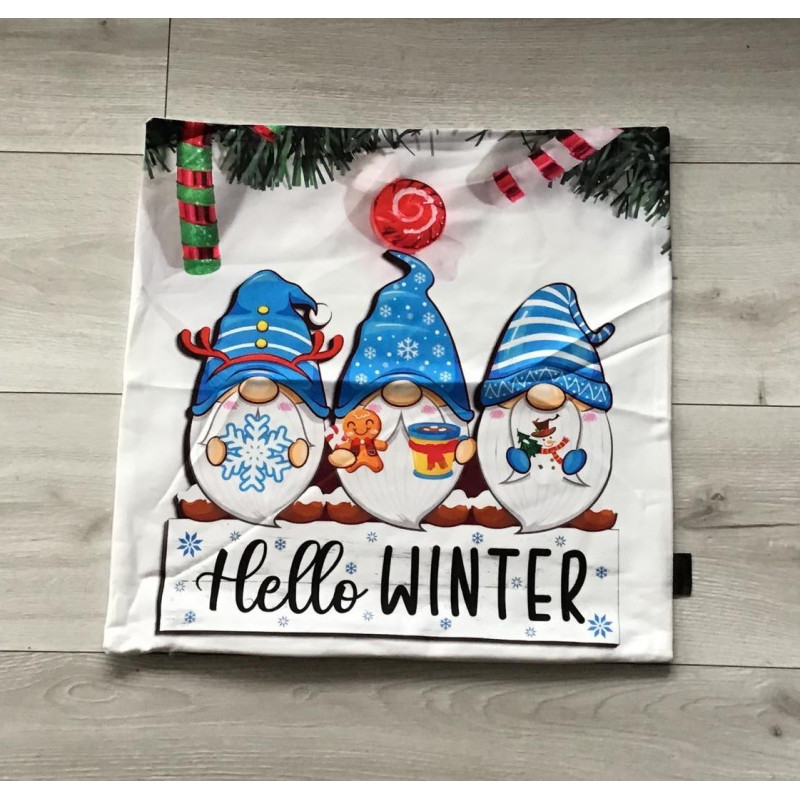 Poszewka Welurowa Świąteczna 40x40cm Kpl 2 szt Skrzaty