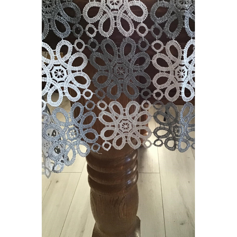 Obrus Z Gipiury Biało Szary Cały Koronkowy