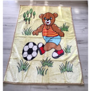 Kocyk Dziecięcy Gruby Akrylowy 100x140 Miś Na Żółtym