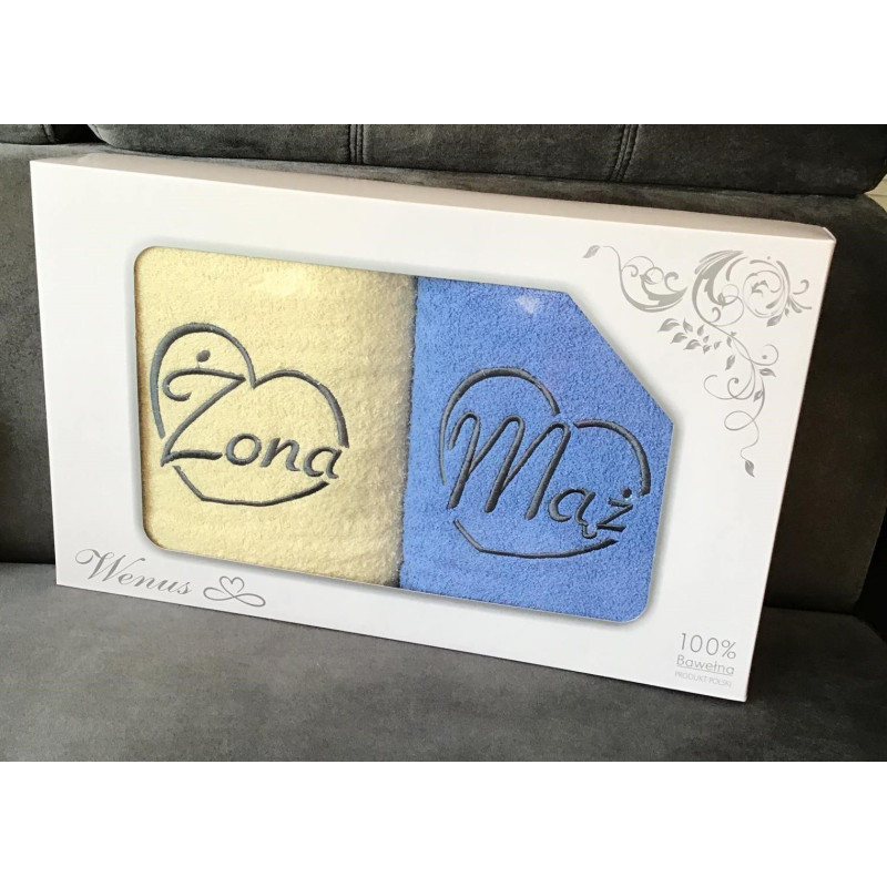 Komplet 2szt Ręczników 70x140 Bawełna Z Haftem Żona/Mąż