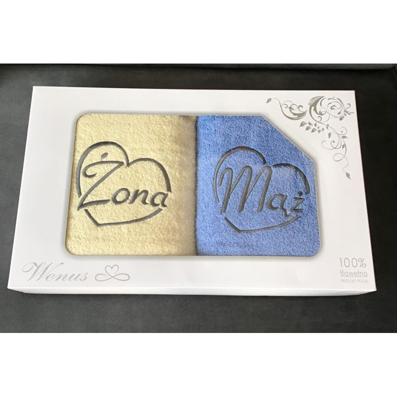Komplet 2szt Ręczników 70x140 Bawełna Z Haftem Żona/Mąż