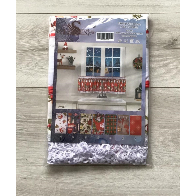 Zazdrostki Świąteczne Do Kuchni 2szt 180x50cm Mikołaje