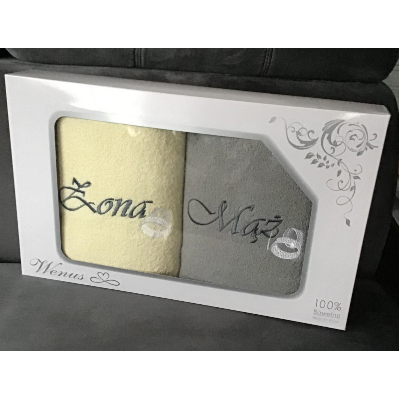 Komplet 2szt Ręczników 70x140 Bawełna Z Haftem Żona/Mąż