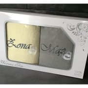 Komplet 2szt Ręczników 70x140 Bawełna Z Haftem Żona/Mąż