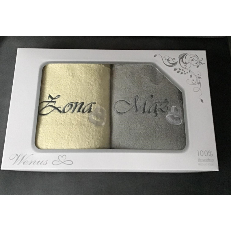 Komplet 2szt Ręczników 70x140 Bawełna Z Haftem Żona/Mąż