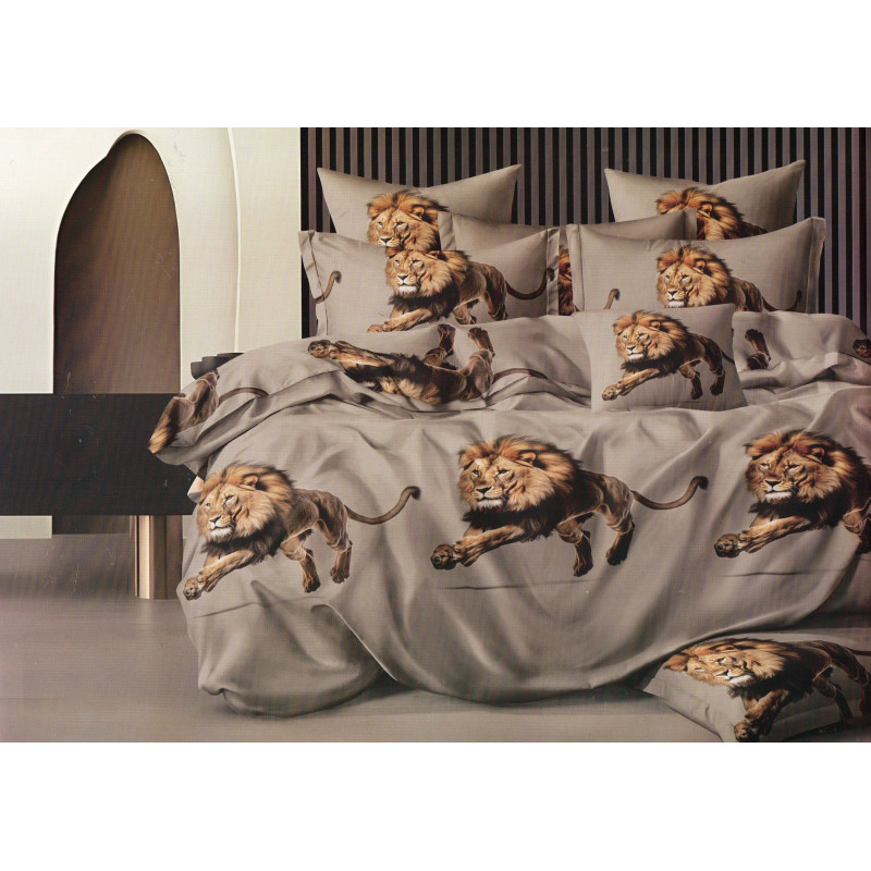 Pościel 3D Satyna Bawełniana 160/200 4cz Lwy