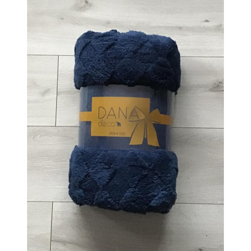 Koc Z Mikrofibry Tłoczony Romby 220x200cm Granatowy