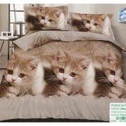 Pościel 3D Satyna Bawełniana 140/200 2cz Kotki