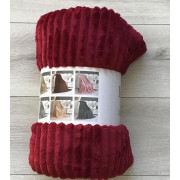 Koc Z Mikrofibry Tłoczony Pasy 160x200cm Bordowy