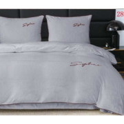 Pościel Gruba Mikrofibra Welurowa Z Haftem 220x200cm Jasno Szara