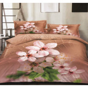 Pościel 3D Satyna Bawełniana 220/200 4cz Kwiaty
