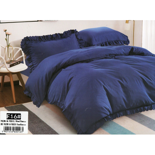 Pościel Z Falbanką Satyna Bawełniana 220x200 3cz Chabrowy