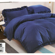 Pościel Z Falbanką Satyna Bawełniana 220x200 3cz Chabrowy