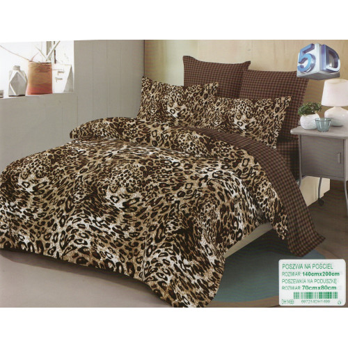 Pościel 3D Satyna Bawełniana 140/200 2cz Panterka
