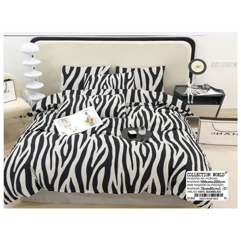 Pościel 220x200 Dwustronna Bawełna Satynowa Collection World Zebra