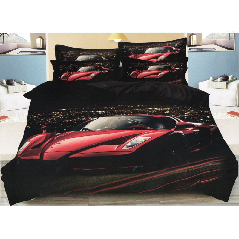 Pościel 3D Satyna Bawełniana 160/200 4cz Samochód