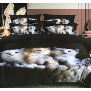 Pościel 3D Satyna Bawełniana 160/200 3cz Kotki