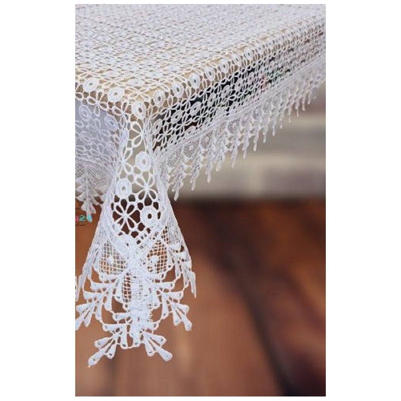 Obrus Z Gipiury Biały Cały Koronkowy