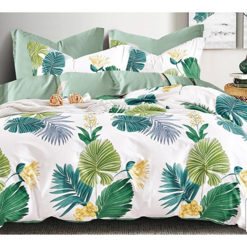 Pościel 160x200 Dwustronna Bawełna Satynowa Collection World Liście