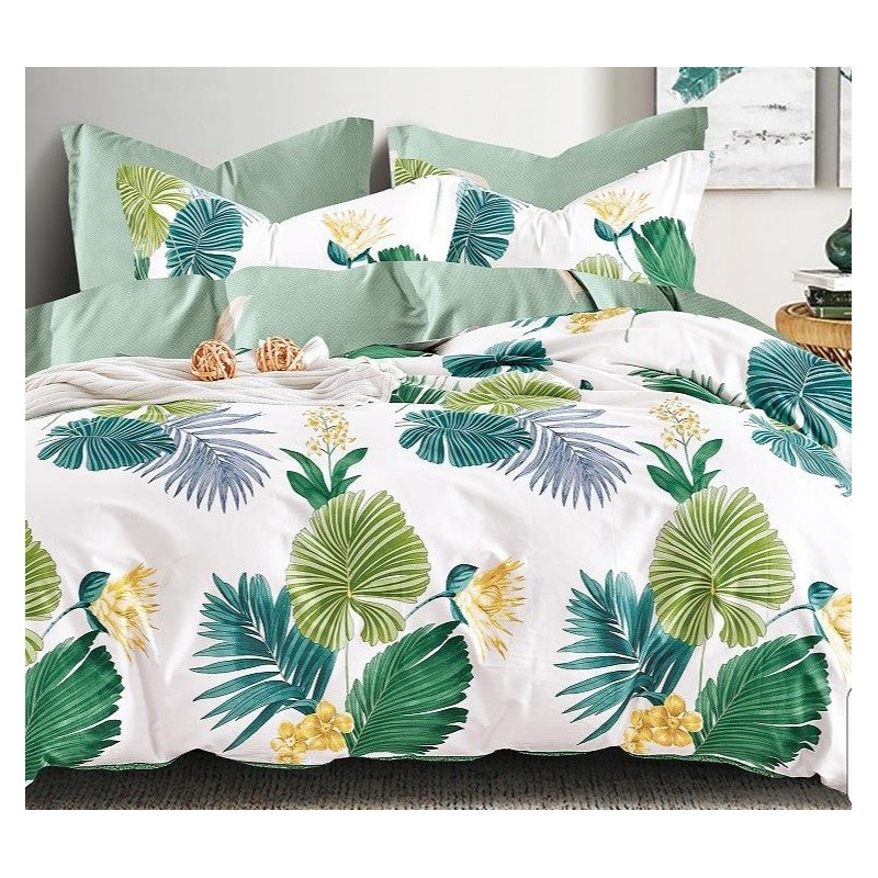 Pościel 160x200 Dwustronna Bawełna Satynowa Collection World Liście