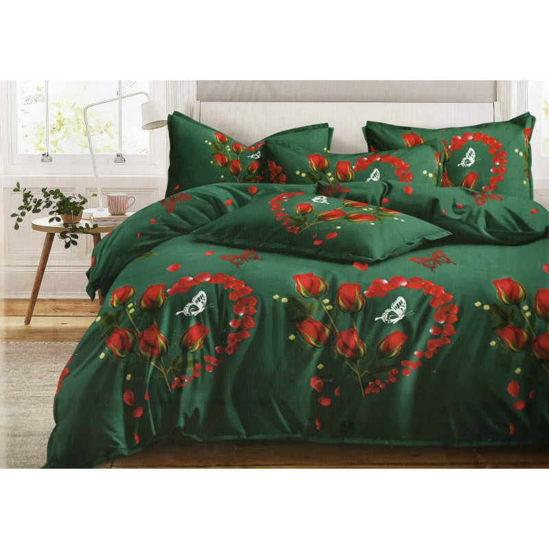 Pościel 3D Satyna Bawełniana 160/200 4cz Róże