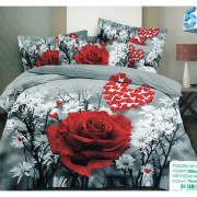 Pościel 3D Satyna Bawełniana 220/200 3cz Róża