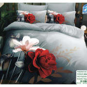 Pościel 3D Satyna Bawełniana 220/200 3cz Kwiaty