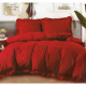 Pościel Z Falbanką Satyna Bawełniana 160x200 3cz Czerwona