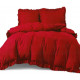 Pościel Z Falbanką Satyna Bawełniana 160x200 3cz Czerwona